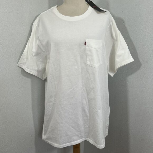 Levis Shirt Mens Large White Crew‎ Relaxed Preppy Minimalist - Picture 1 of 7